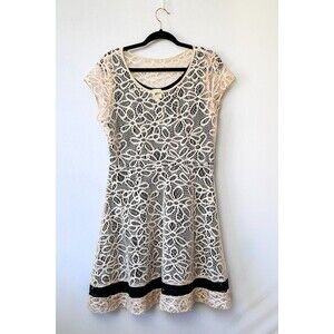 Anthropology Weston Wear Maitland Lace Dress Cream Black L crochet